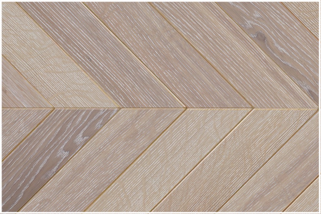 Массивная доска Французская Ёлка Туарт + Rovere Crema Дуб Крема