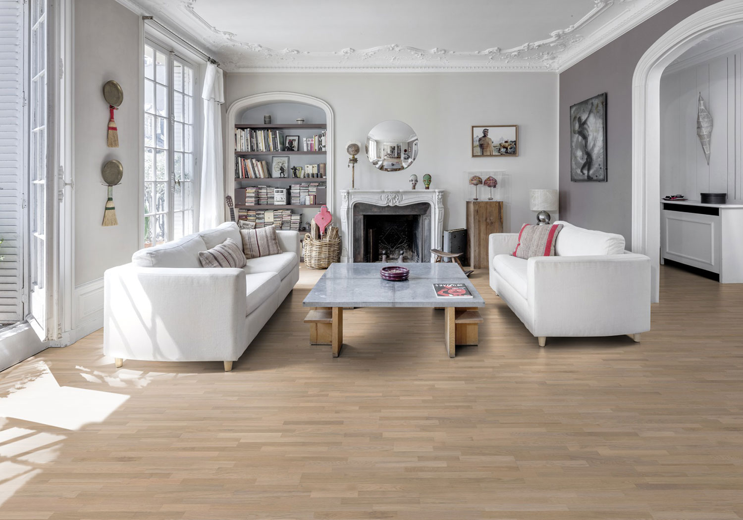 Паркетная доска Alster Wood Дуб Селект Белый Лак 118
